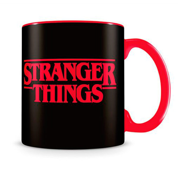 Taza Logo Stranger Things Negra y Roja