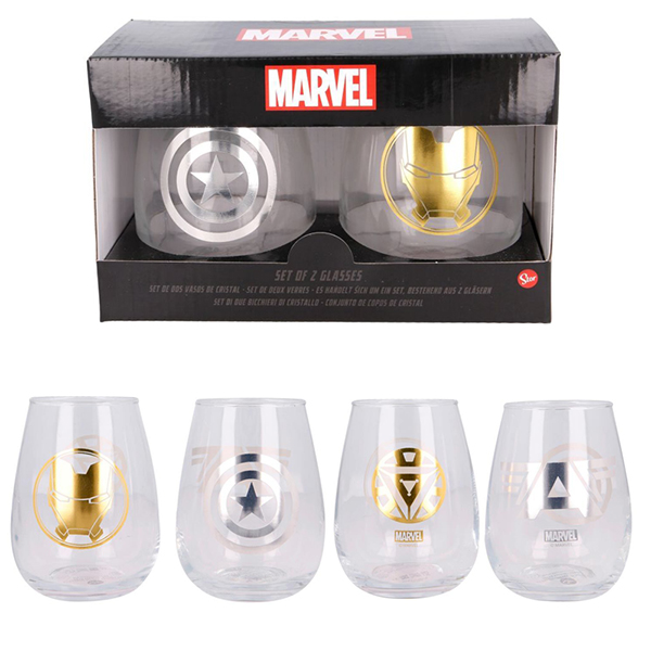 Set 2 Vasos de Cristal Marvel Vengadores 510ml