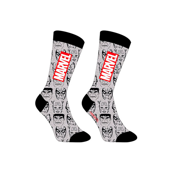 Calcetines Marvel Caras Gris 40-46